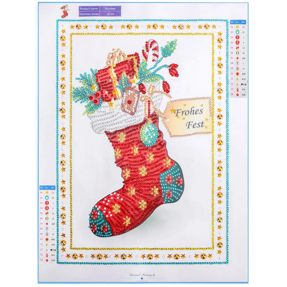 5D бриллиантовый рисунок Рождество дерево носки особой формы Алмазная вышивка