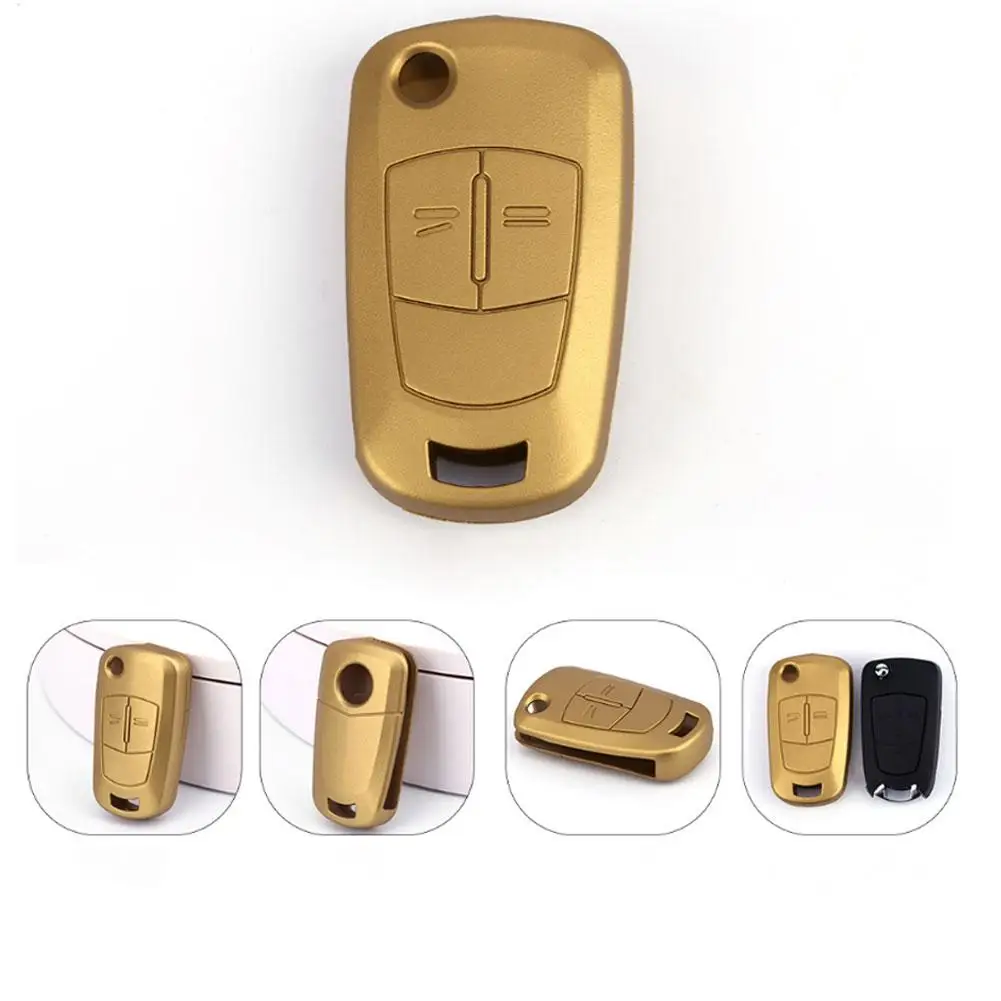 

Gold Key Case Silicone Protective Case For Opel Vauxhall/Antara Foldable 2 Button Key Case