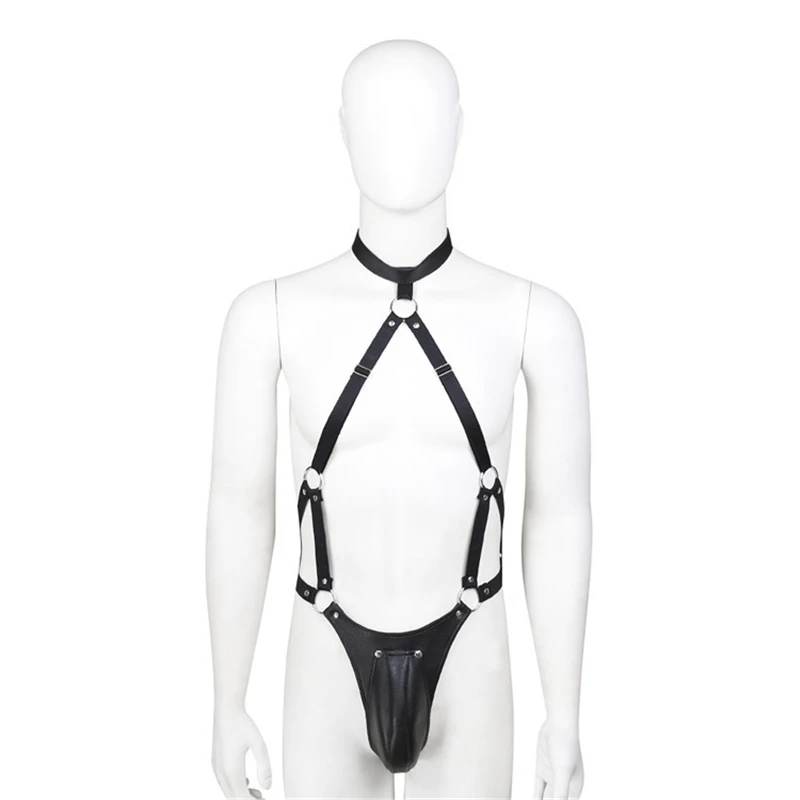 Leather Fetish Men Open Crotch Sissy Panties Male Underwear Penis Pouch Chastity Belt Erotic Crotchless Gay for BDSM Sex |