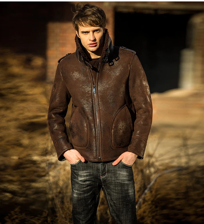 Новинка 2021 роскошное мужское шерстяное пальто пилот из натуральной овечьей кожи