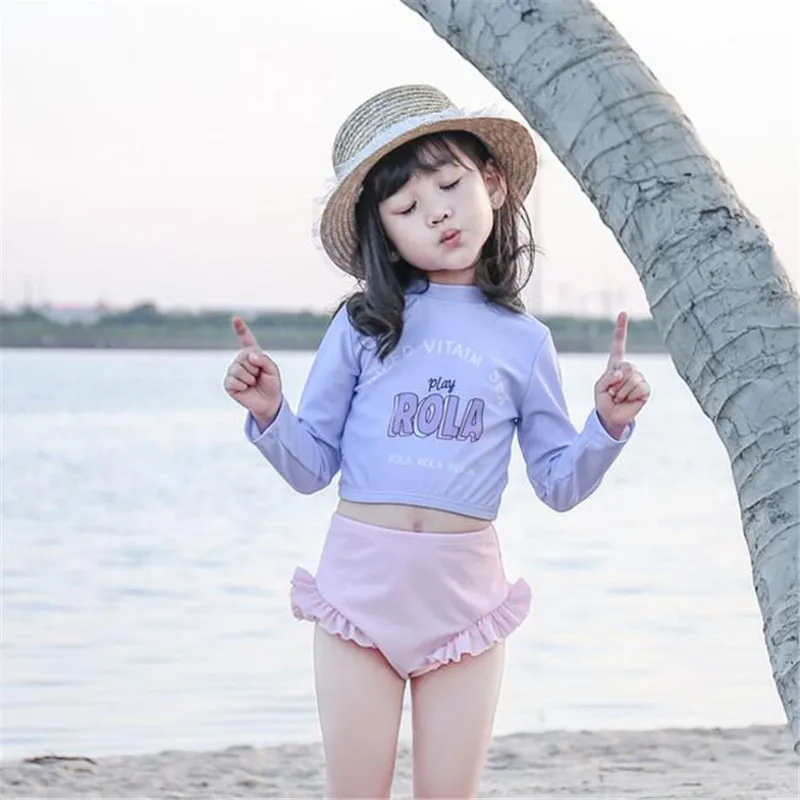 Детский Быстросохнущий купальник с длинным рукавом и фламинго | Мать ребенок