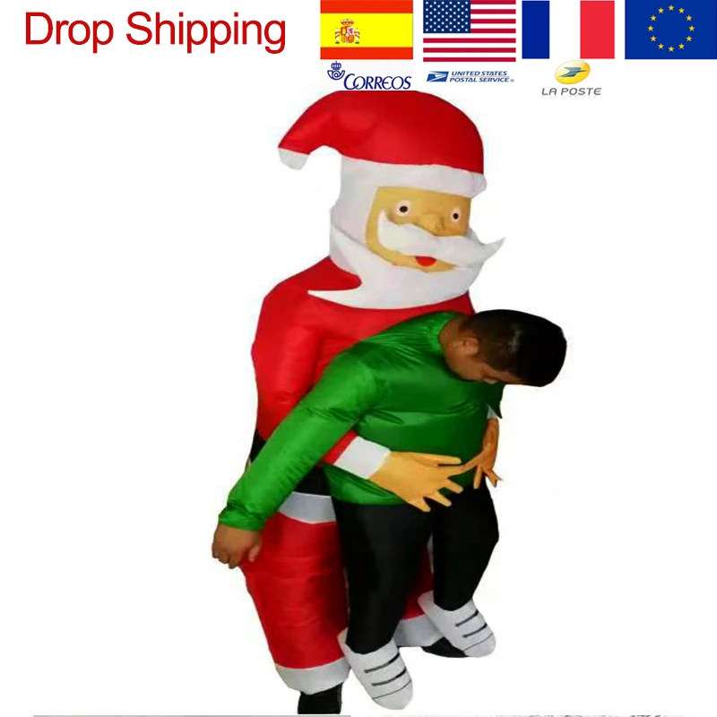 Надувные костюмы Санта Клауса для людей Рождественский Аниме Косплей Костюм