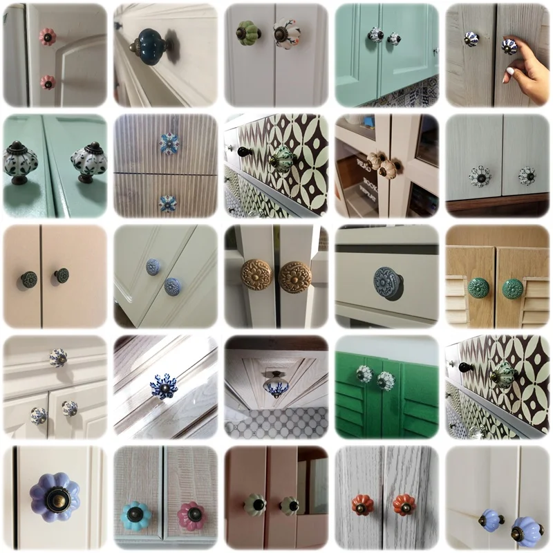 1 шт. разноцветные Круглые керамические ручки для шкафа и мебели в виде тыквы