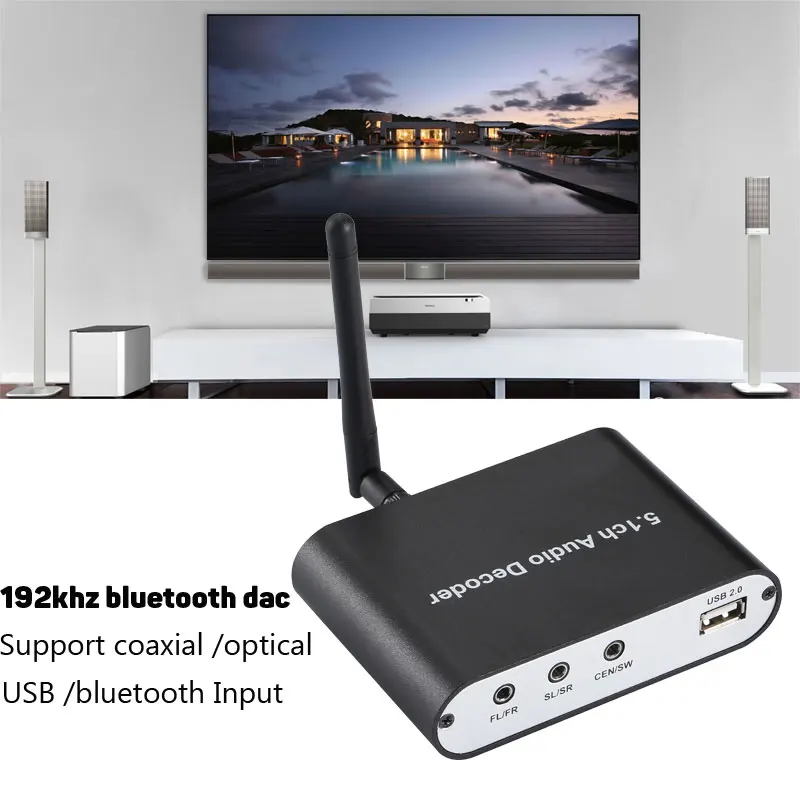 DA615 5.1CH Audio Decoder Bluetooth 5.0 Reciever DAC Wireless Adapter Optical Coaxial AUX USB disk play DTS AC3 FLAC | Электроника