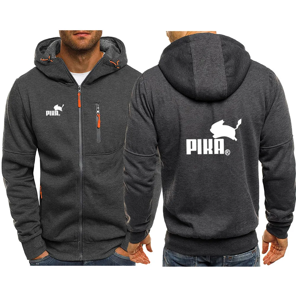

2021 New Hoodie men Casual zipper Hooded Coat Spring and Autumn Sportswear Men's PIKA Car Logo Cardigan Sweatshirt Man Hoodies
