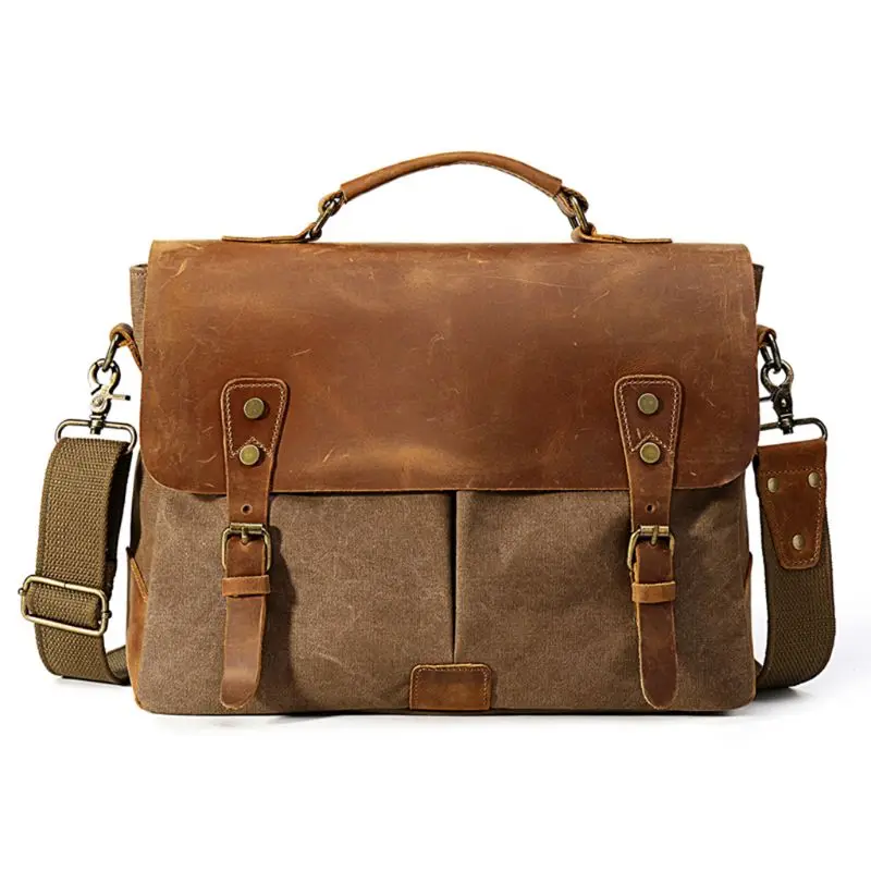 

Men's Canvas Briefcase Business Shoulder Crossbody Bag Messenger Laptop Bag Handbag