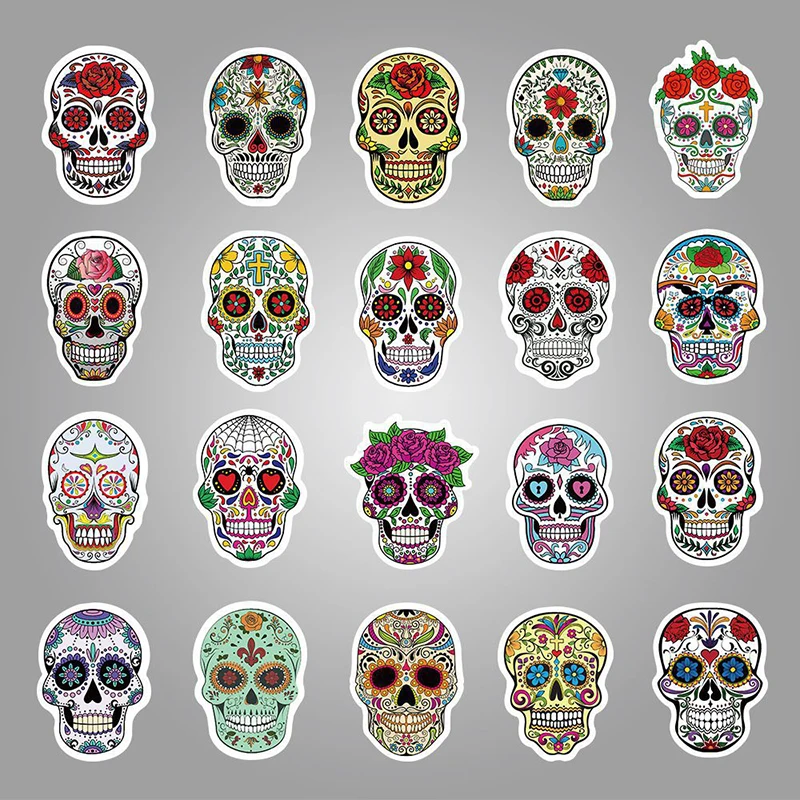 103050pcs colorful skull skeleton funny stickers diy car motorcycle luggage phone guitar laptop waterproof joke toy sticker free global shipping