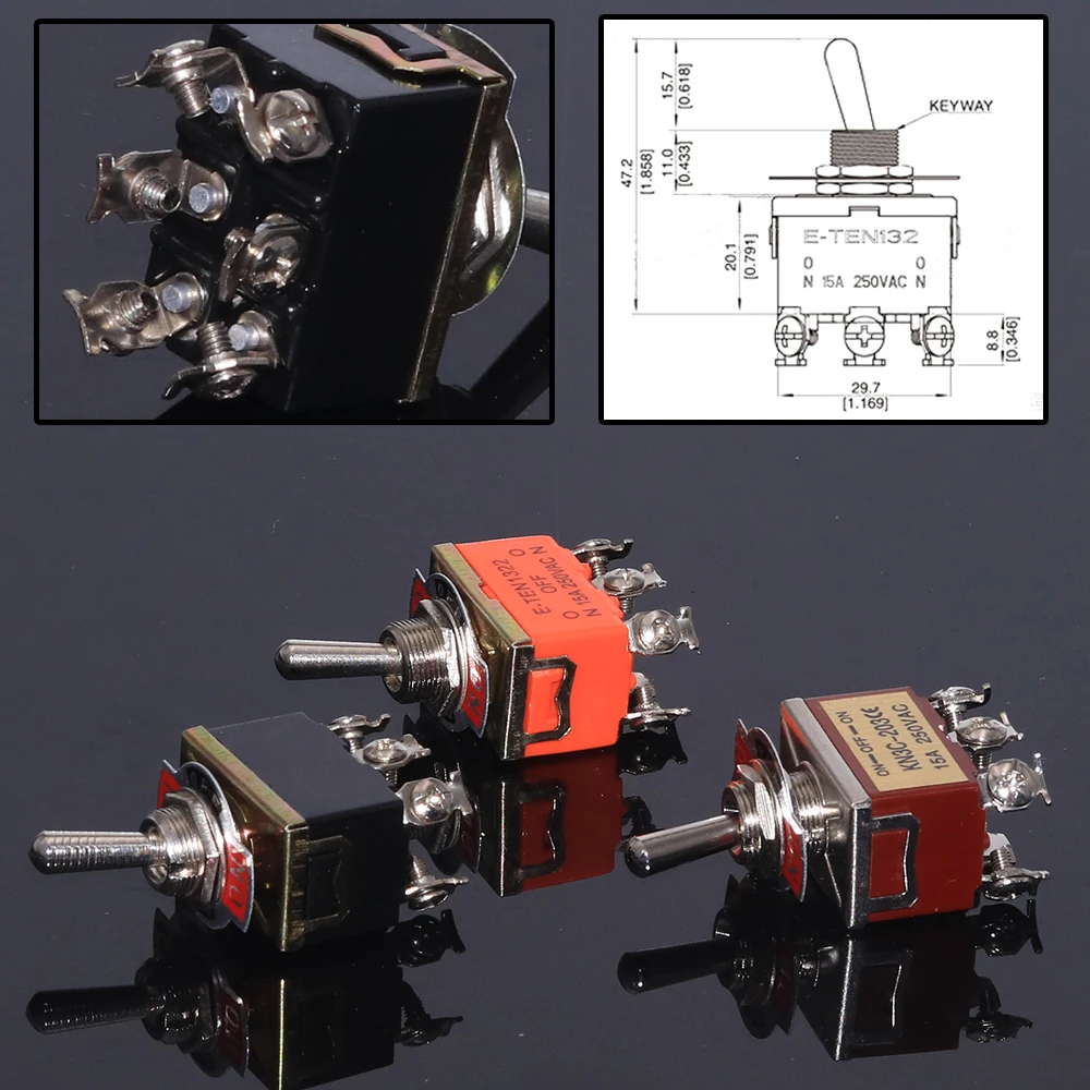 Флуоресцентный 6-контактный выключатель ВКЛ./ВЫКЛ. 15 А 1322 В переменного тока новый