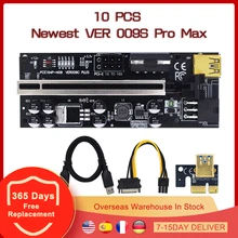 10pcs VER009S VER 009S PLUS PCIE Riser Card PCI Express PCI-E X1 to X16 Graphics Card Extender LED Display ETH BTC Mining Miner
