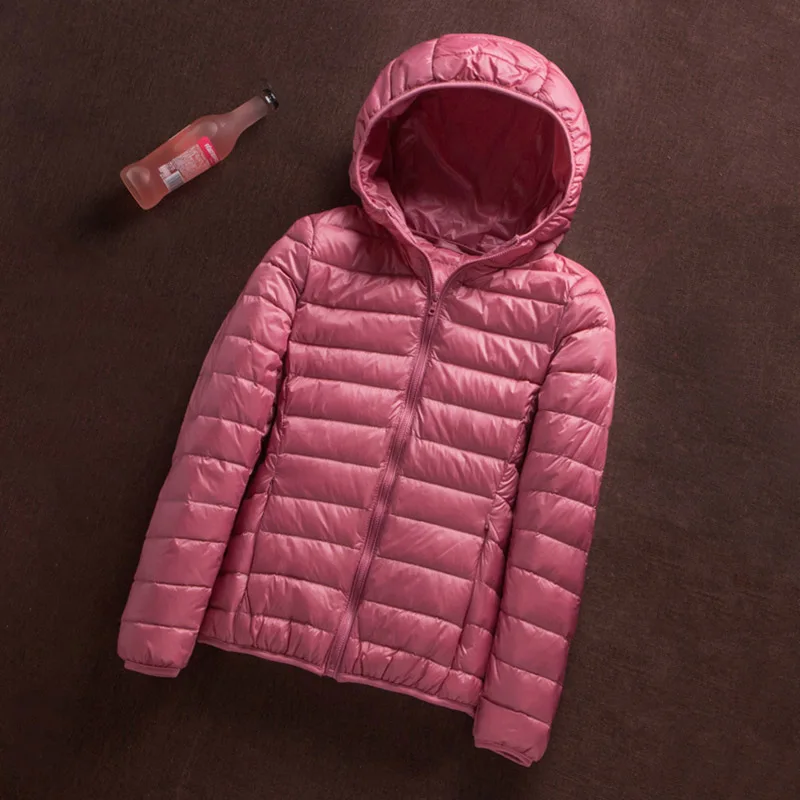 

Spring Autumn Women's Jackets Ultra Thin Light Down Jackets Black Red Pink Black Female Jackets Hooded Coats Plus Size 5XL 6XL