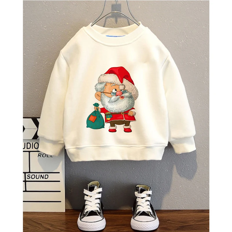 

Children's Clothing Cute Christmas Socks Cartoon Hoodie Fashion Long Sleeve Tops 2-7 Years Old Boy And Girls Can Wear Sweatshirt
