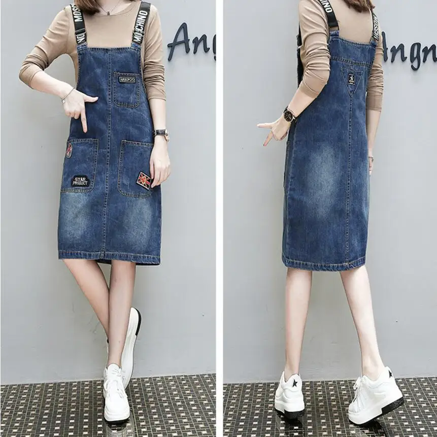 2020 Fashion Denim Waistcoat Spring And Autumn Dress Cowgirl + long Sleeve T shirt Sleeveless Women's Dress|Женские платья| |