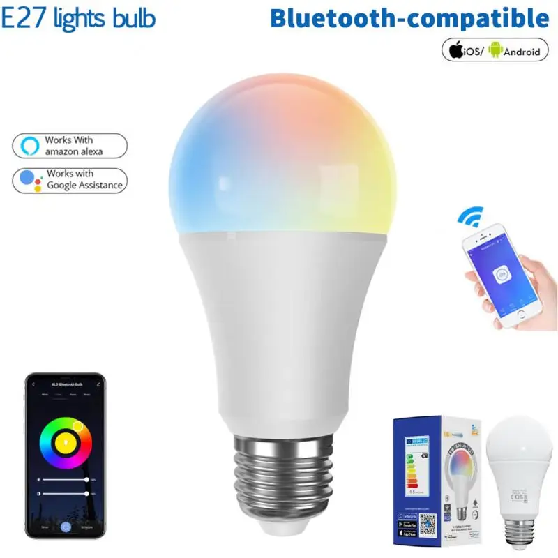

Умная лампочка E27 с Wi-Fi, 9 Вт, Bluetooth, с регулируемой яркостью, светодиодная лампочка EWeLink 220-240 В, умная лампочка с голосовым управлением и Google Alexa