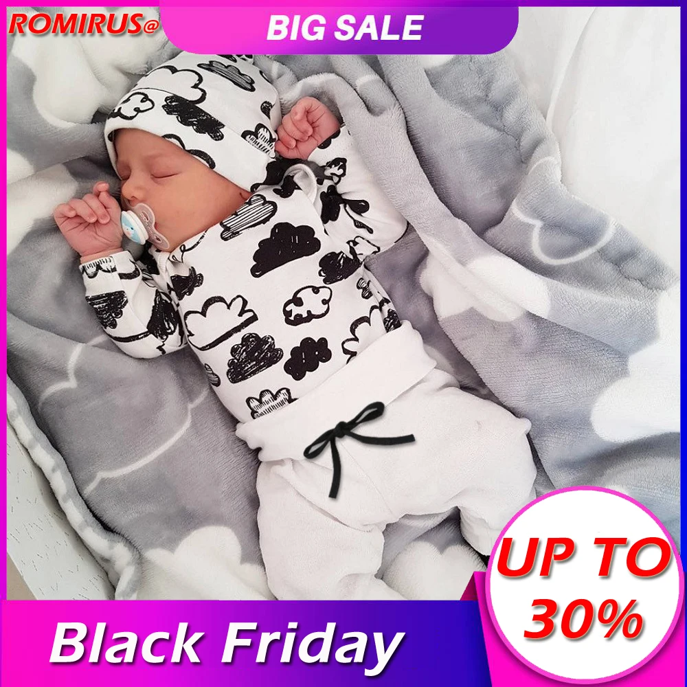 ROMIRUS милые комплекты одежды для малышей хлопковые детей футболка с принтом