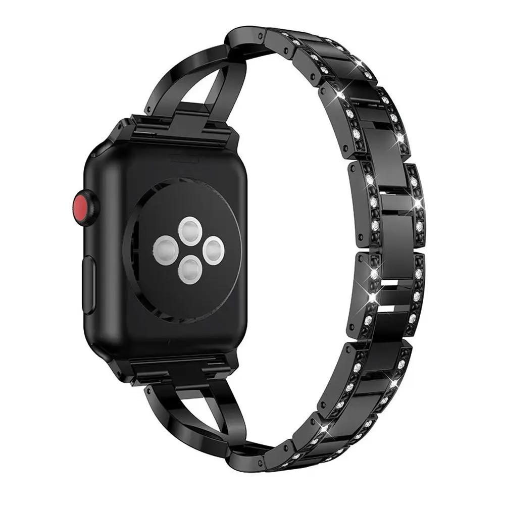 316L Stainless steel band For Apple Watch 44mm 40mm 38mm 42mm Metal Rhinestone watchband bracelet iWatch 3 4 5 se 6 strap