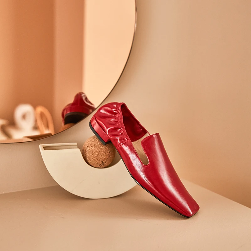 

Женская обувь из натуральной кожи 2021 сезон весна; Новинка; Квадратный носок; Туфли-лодочки без застежки на каблуке повседневная обувь разме...