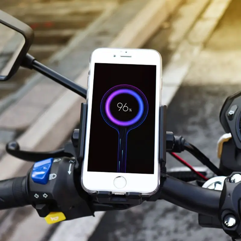 

Waterproof DC 12V-120V Motorcycle E-bike CellPhone Wireless Charger Mount Holder