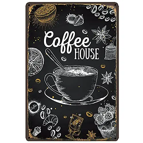 

Free Pintree Original Retro Design Coffee House Tin Metal Signs Wall Art | Thick Tinplate Print Poster Wall Decoration for Cafe/