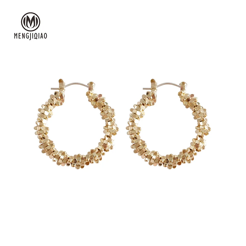 

SUMU New Vintage Gold Color Geometric Metal Circle Hoop Earrings For Women Shiny Holiday Girls Party Pendientes Jewelry