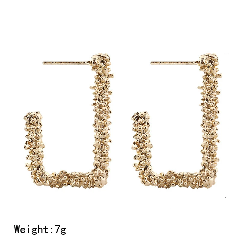 Большие корейские серьги для женщин массивные геометрические золотые