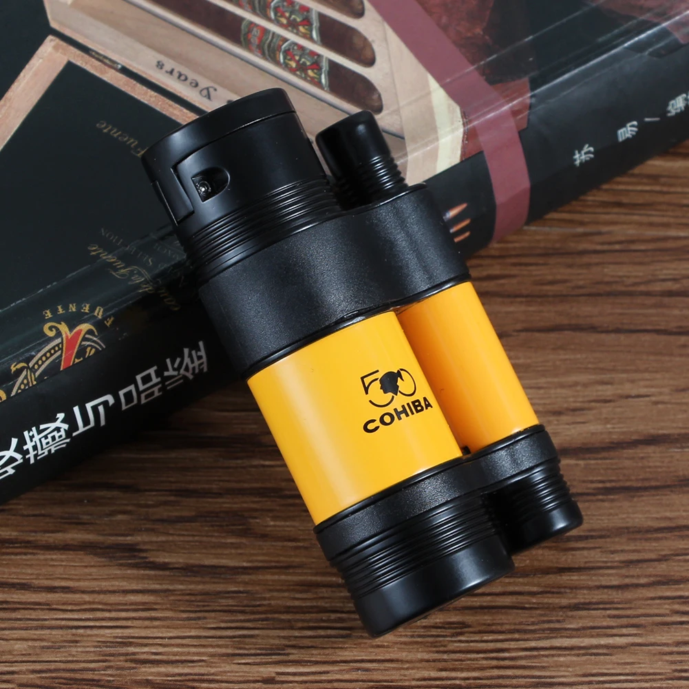 COHIBA зажигалка ветрозащитный 3 Jet фонарь Зажигалка голубого пламени Бутановая