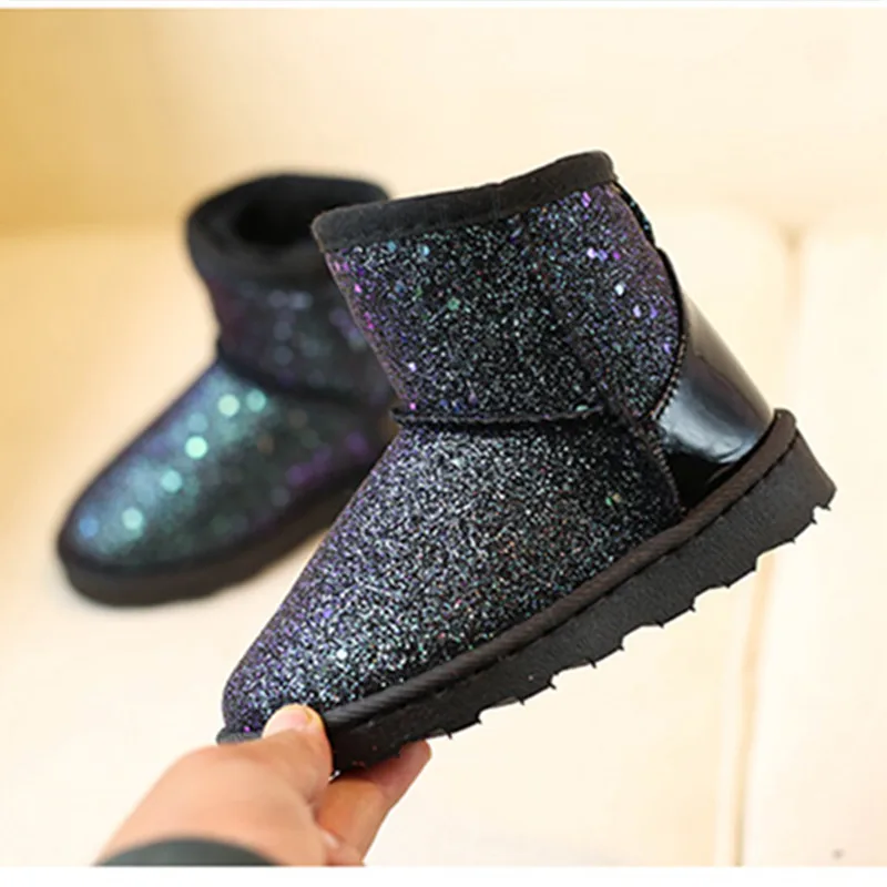 

Sequined Cloth Leather Stitching Waterproof Fashion Women's Boots; Warm and Non-slip Lightweight Snow Boots Winter Women's Shoes