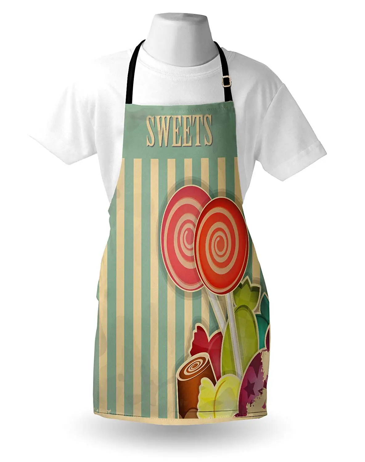 Винтажный фартук Ретро Старый Cy магазин шоколадные леденцы белые полосы на