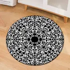 Мандала, 3D иллюзионный ковер, круглый ковер, ранний ковер для гостиной, спальни, геометрическое украшение, черный, белый сетчатый коврик с отверстиями