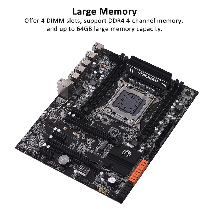X99 Lga2011-3 материнская плата для Intel I7 E5-V3/E5-V4 4-канальный Ddr4 64G Ram Накопитель SSD с