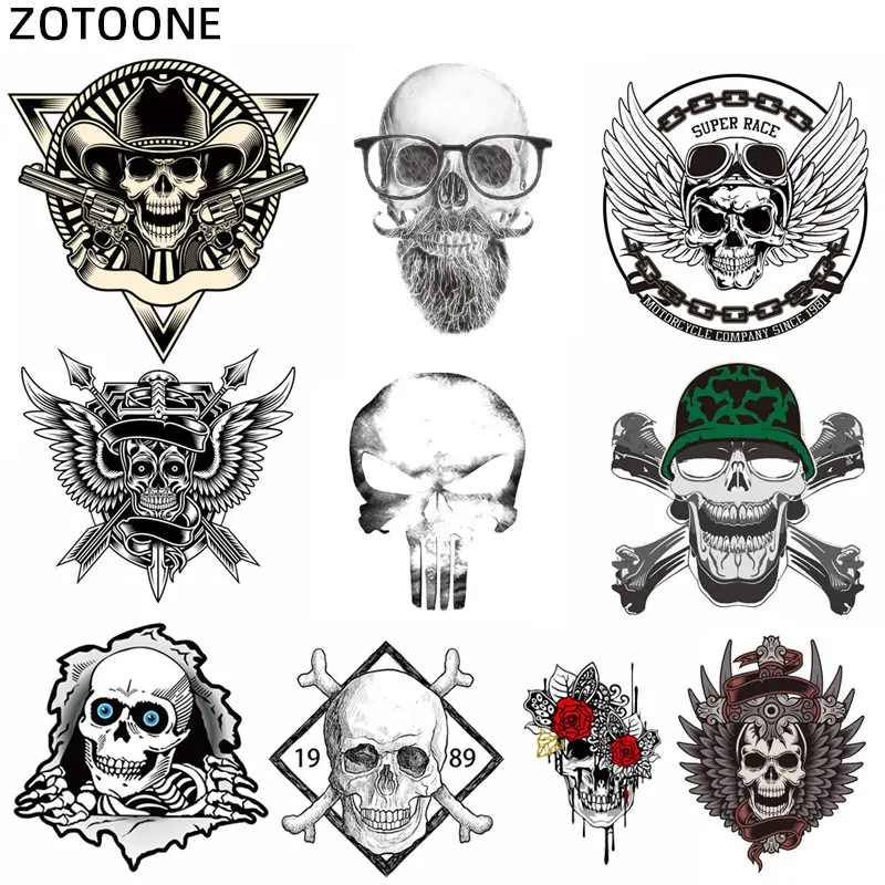 ZOTOONE индивидуальные панковские нашивки в полоску с черепом термоклейкие для