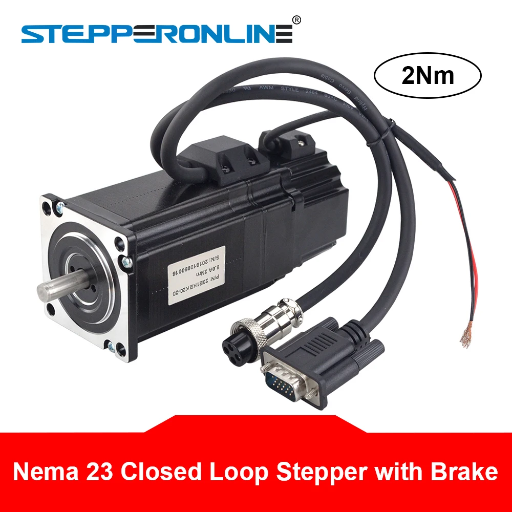 Nema 23 Closed Loop Stepper Motor 2Nm with Electromagnetic Brake with Encoder 1000CPR 5A Nema23 Stepper Motor