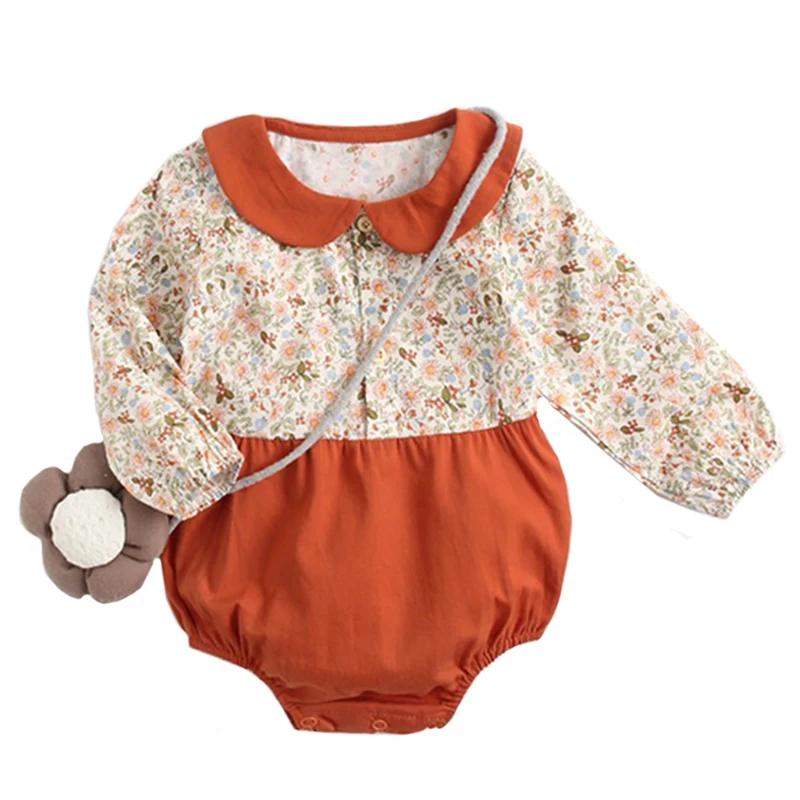 Боди для новорожденных одежда с цветочным рисунком маленьких девочек Весенний