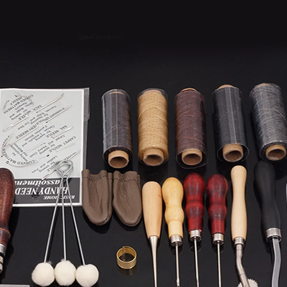 

18 Pieces/set Professional Leather Craft Tool Kit Hand Sewing Stitching Punch Carving Tool Accessories