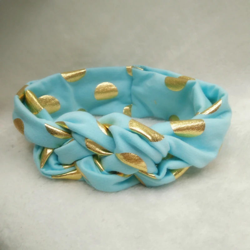 Детская повязка на голову с узлом эластичная для волос в горошек Женский тюрбан