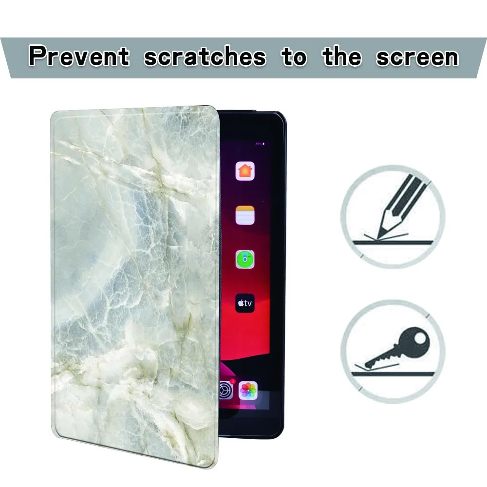 

For Apple iPad 9 10.2" 2021 (9th Generation) A2603 A2604 PU Printed marble PU Leather Tablet Stand Folio Cover Case