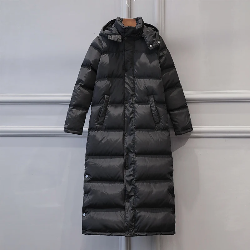 Зимняя куртка на утином пуху парка 90% пуховое пальто для женщин длинное с