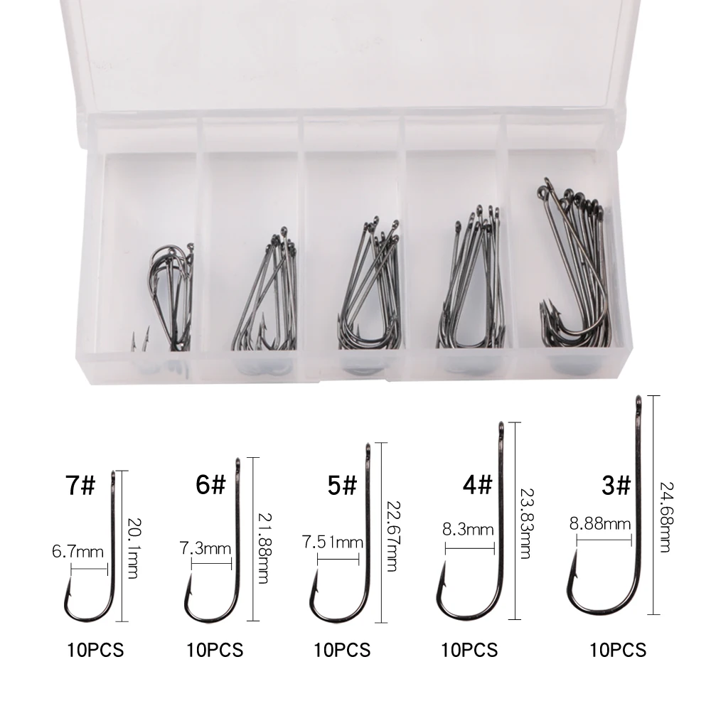 50pcs sea hooks Fishing box LUSHAZER offset hook 2#-3/0# carp snap fishing big tackles accessories fishhook | Спорт и развлечения