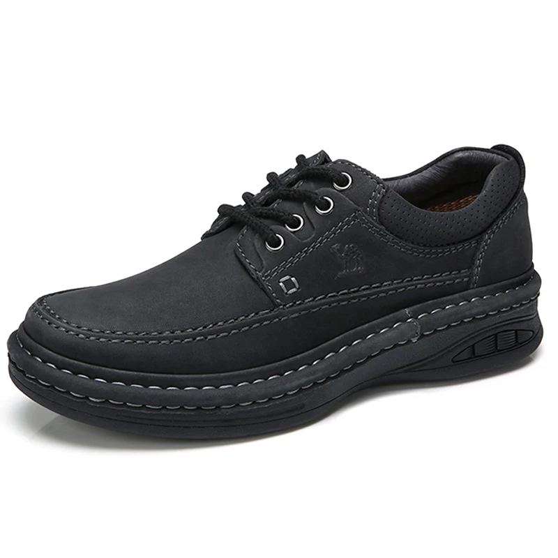 A932344970Black CAMEL/Мужская обувь из натуральной кожи; сезон лето; мужская повседневная обувь ручной работы с круглым ремешком; Роскошная брендовая мужская обувь на шнуровке - Цвет: A932344970Black