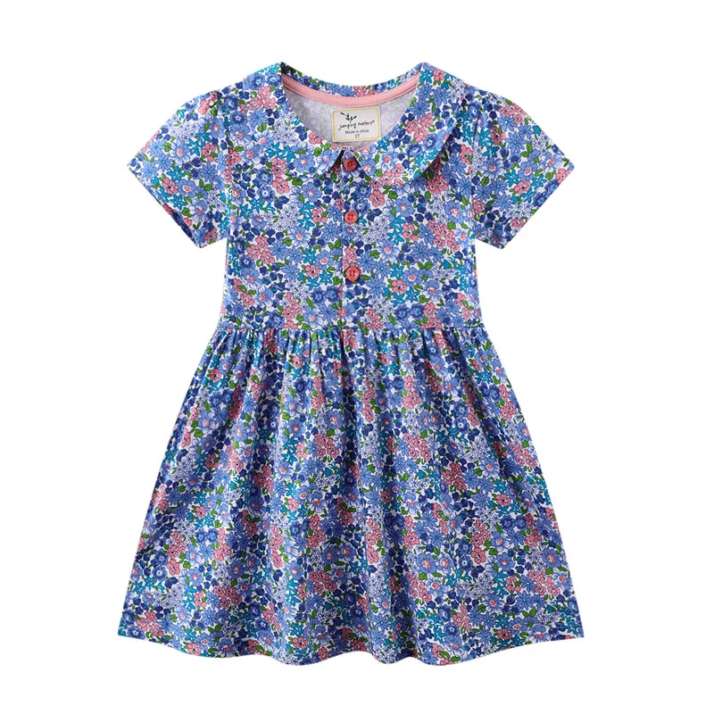 

Flowers Baby Girl Dresses New Top Brand Cotton Jersey Princess Children Clothes Floral Print Summer Kid Frock