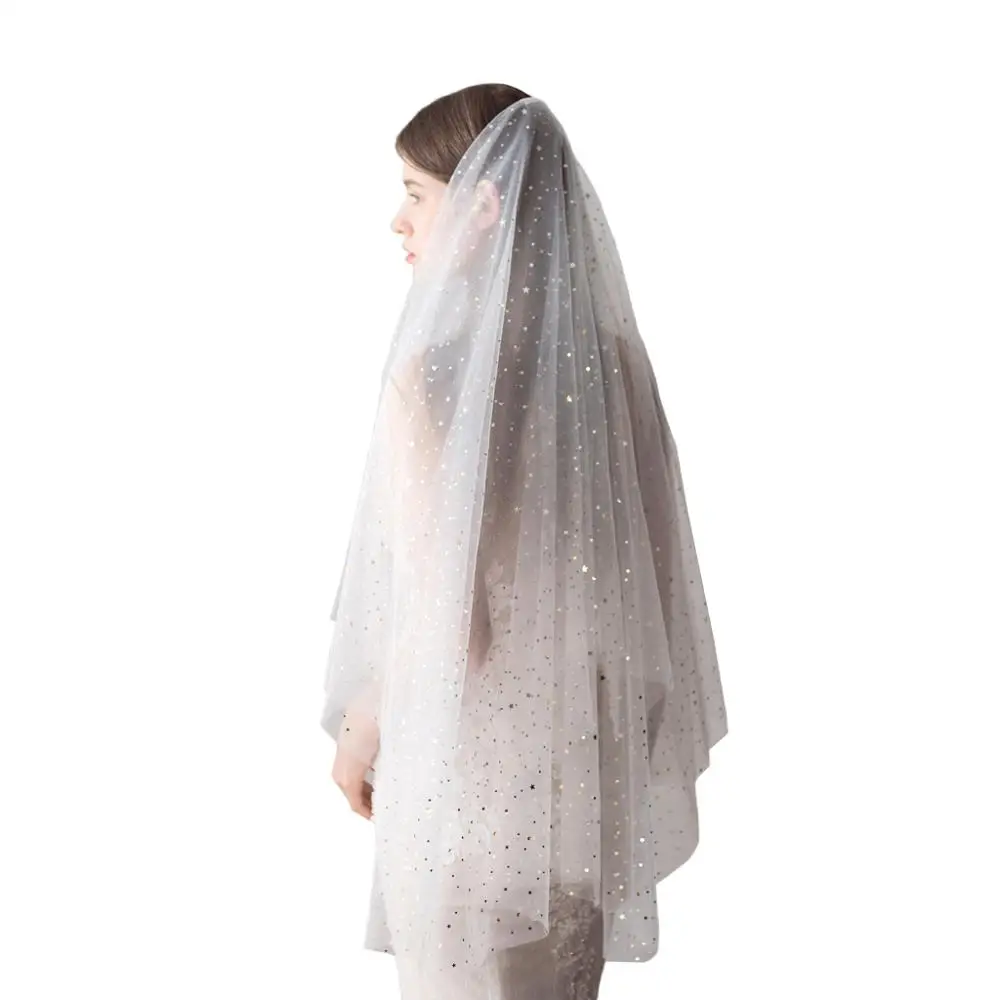 Красивые звезды Свадебные Короткие Свадебная Фата с расческой свадебная фата