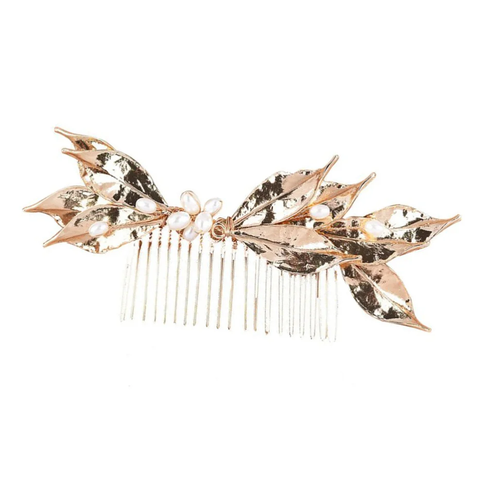 

Bride Wedding Pearls Hair Comb Hair Accessory Bridal Leaf Side Comb Hair Jewelry