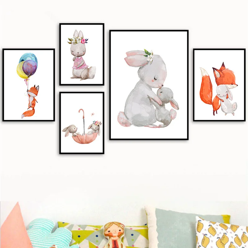 

Wall Art Canvas Painting Nordic Cartoon Animals Prints And Posters Baby Bedroom Decor Nursery Wall Art Decorative Picture