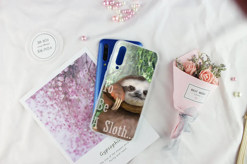 Мягкий чехол из ТПУ Для Xiaomi Mi 11 Pro Ultra 10 9 8 SE 6X 5X A3 A1 A2 LITE cc9 cc9e sloth rose | Мобильные