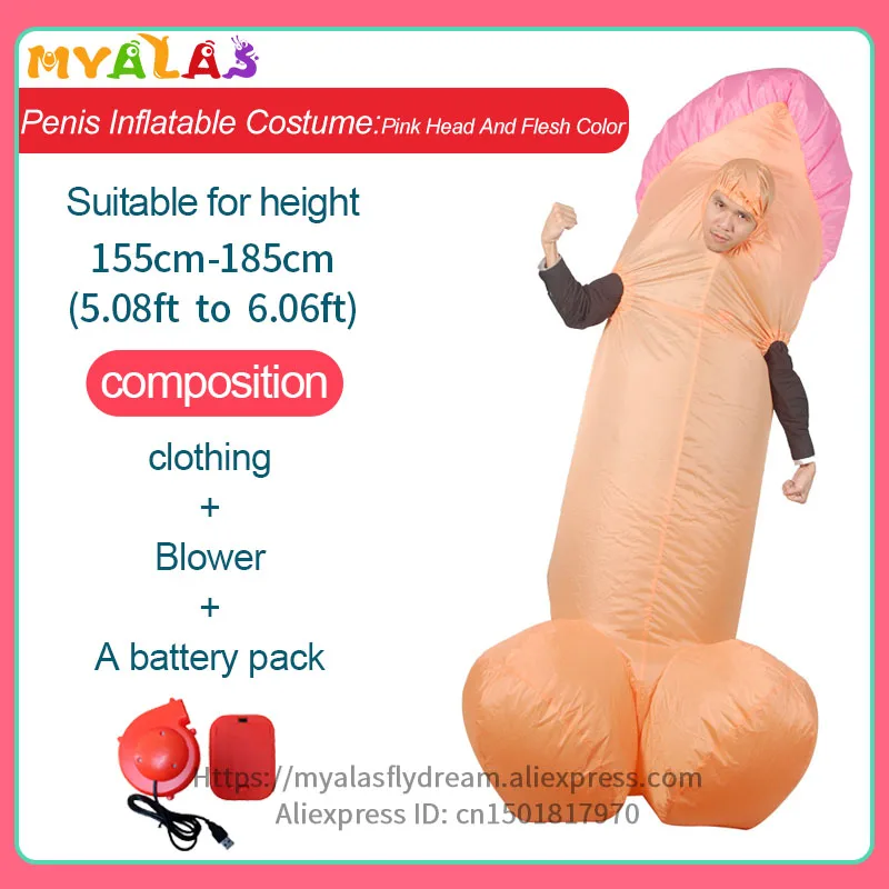Flesh and pink head Надувной костюм для туалета, костюм для унитаза, надувной костюм, карнавальный костюм для пениса, сексуальный костюм Вилли, ручка, ночной косой банан - Цвет: Flesh and pink head