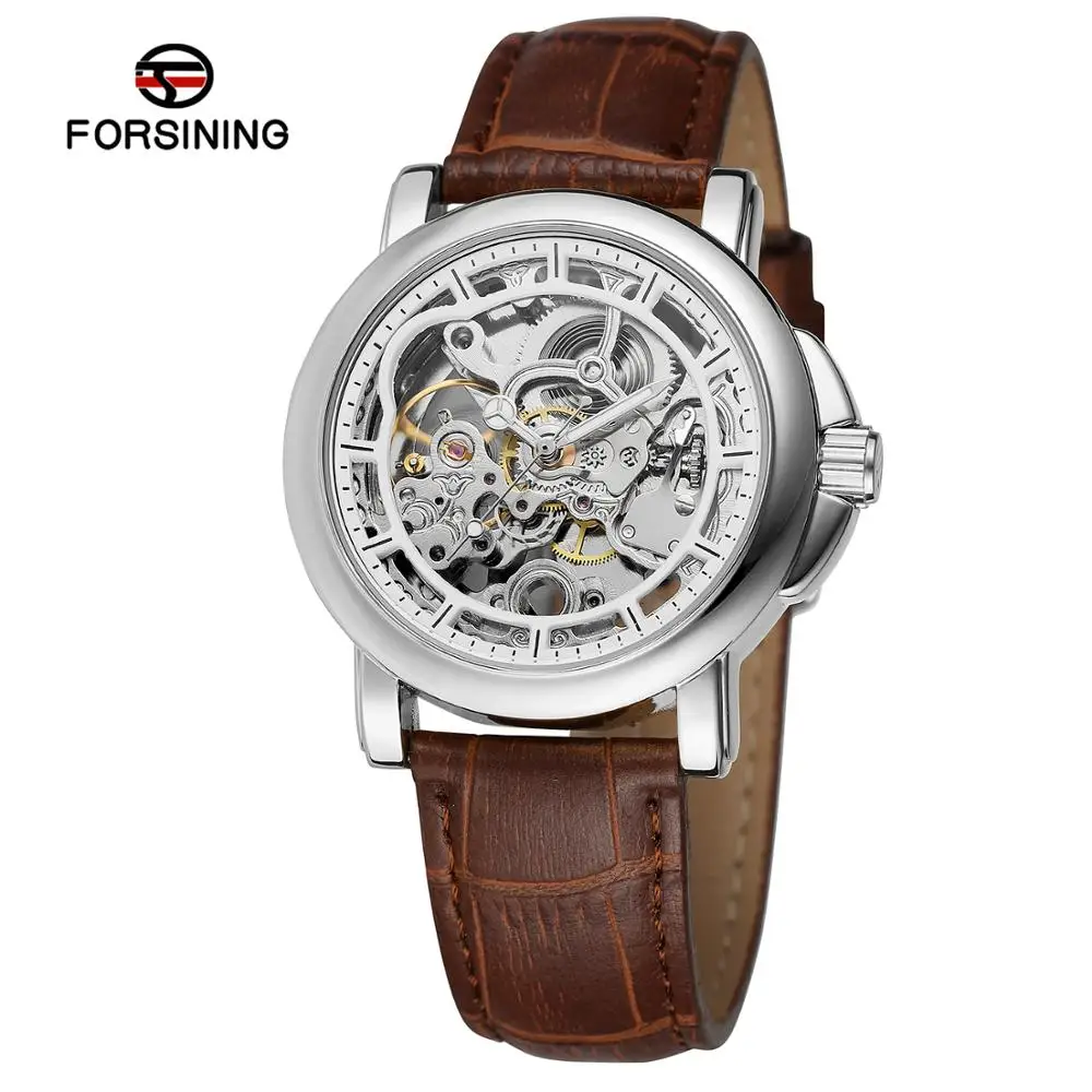 Топ люксовый бренд FORSINING мужские модные механические часы со скелетом