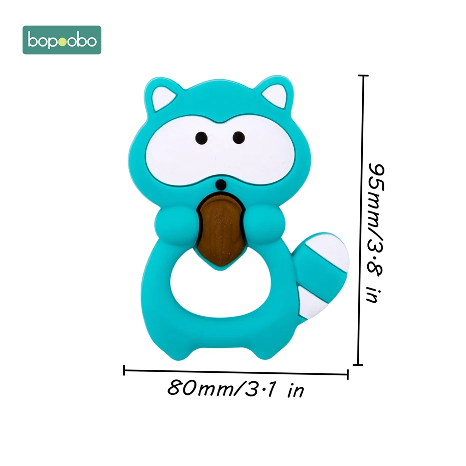 Bopoobo 1 шт., детский прорезыватель, соски, клипсы, подарок для ребенка, пищевые силиконовые грызуны, прорезыватель из бисера, BPA бесплатно, подарок для ребенка, игрушки, силиконовые бусины - Цвет: Yurquoise Raccoon