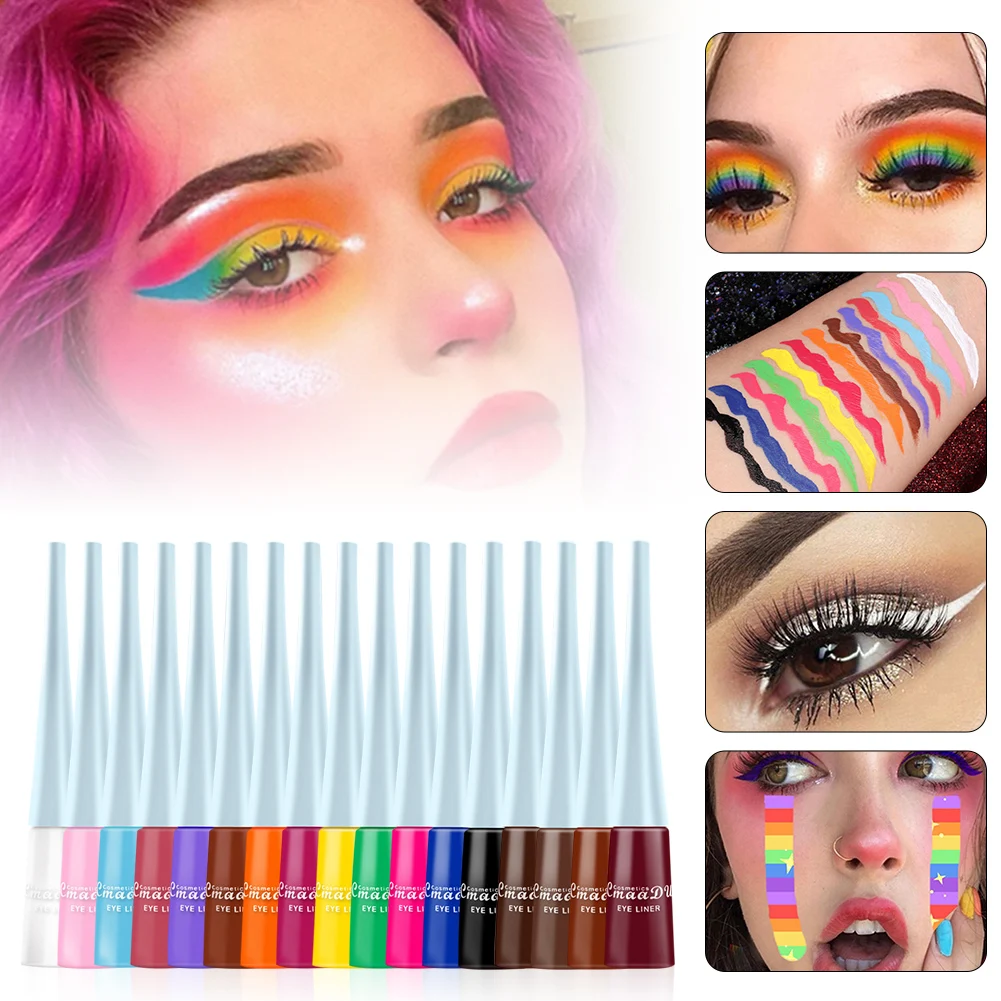 

Colorful Neon Green White Matte Liquid Eyeliner Pencil Waterproof Makeup Liquid Eye Liner Blue Green Yellow Eyes Cosmetics Pen