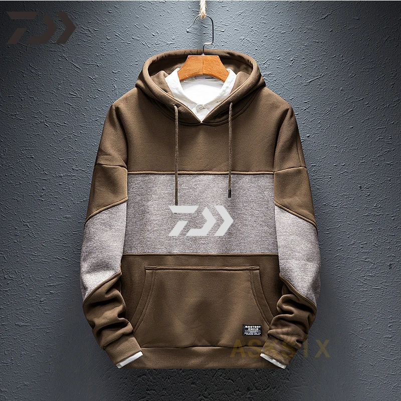 Men's Winter Velvet Daiwa Fishing SweatShirt Thick Hiking Outdoor Sport Hoody Long Sleeve Shirt Clothes | Спорт и развлечения