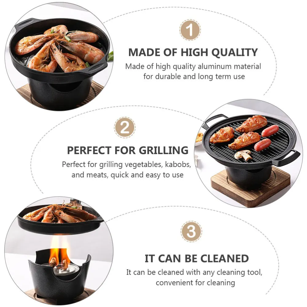 

1Set Small Indoor BBQ Oven Aluminum Charcoal Grill Oven Dinner Supply (Black)