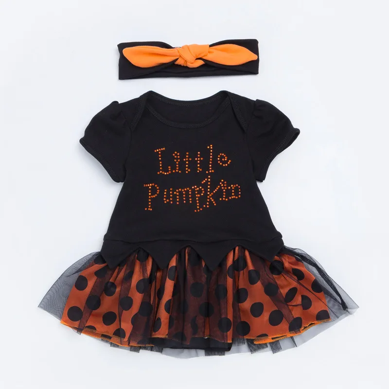 Платье в полоску для маленьких девочек на Хэллоуин платье новорожденных одежда